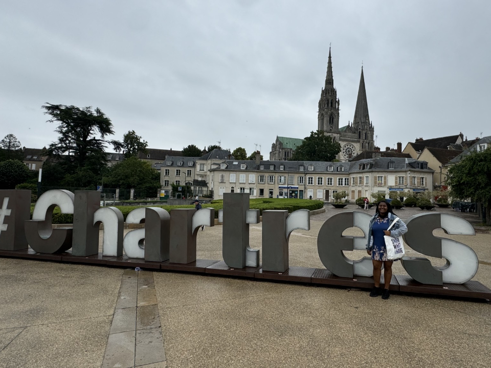 Calcea Johnson poses in Chartres, France during her study abroad program.