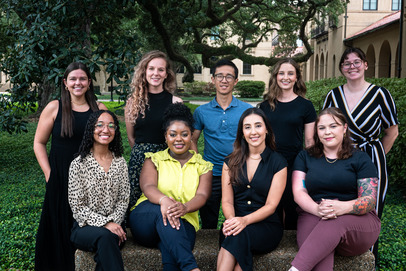 Bottom row, left to right: Hannah Perkins, Katelyn Reeves, Sydney Roux, Niloufar Dodengeh. Top row left to right: Dr. Vanessa Burke, Dr. Don Zhang, Dr. Haley Cobb