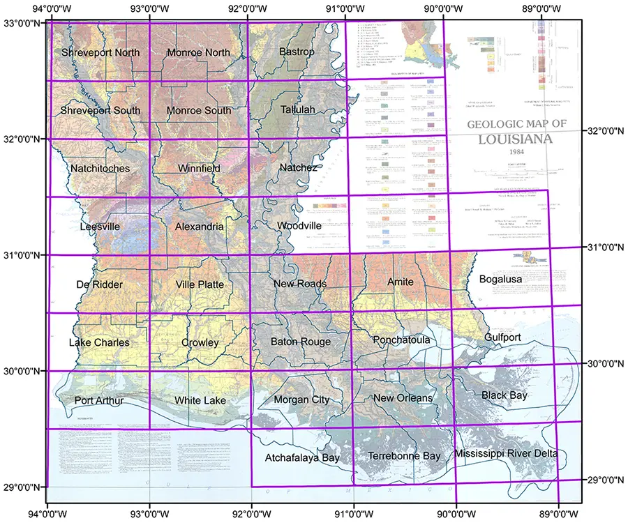 Geologic Map of Louisiana, 1984