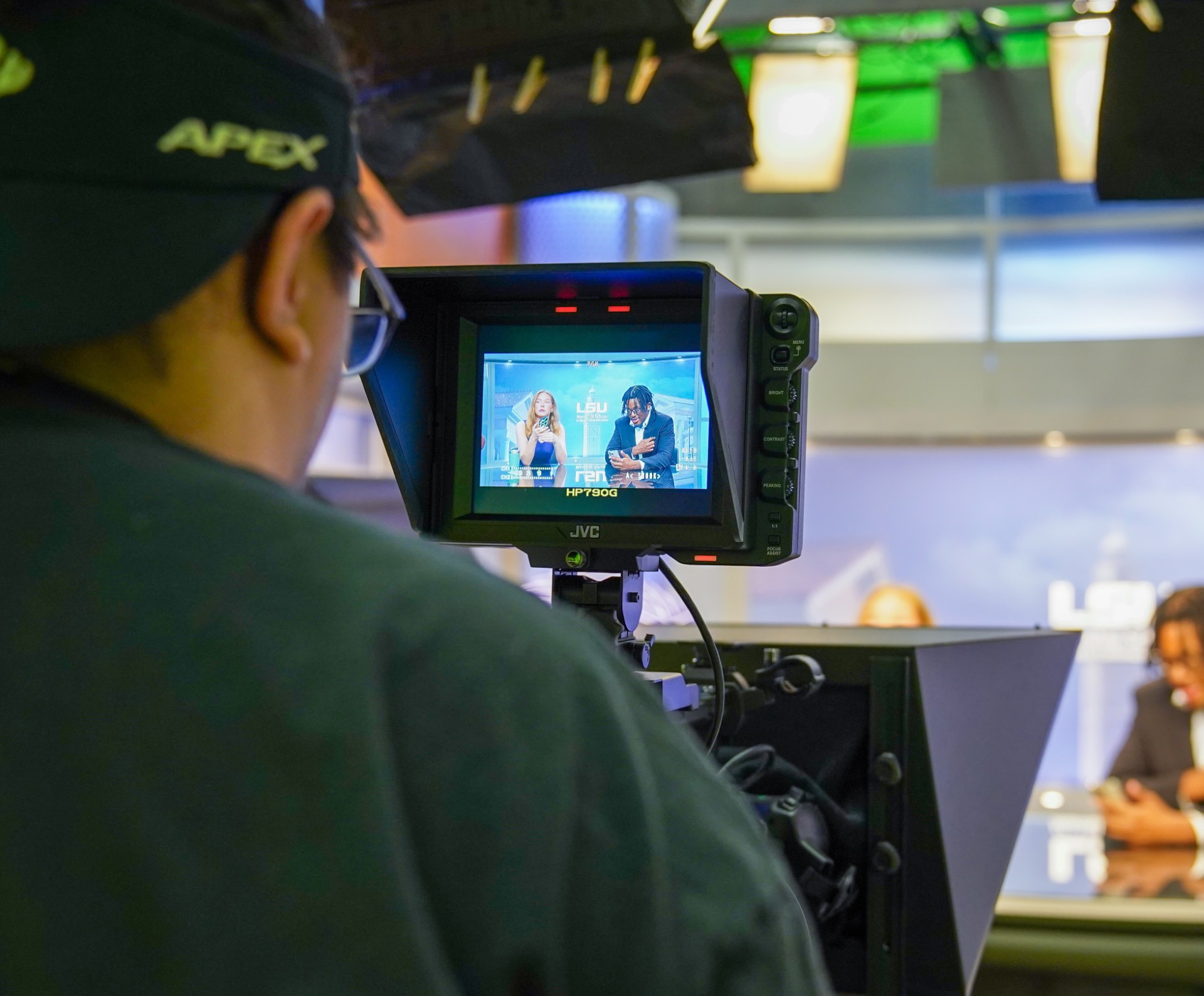 Journalism student filming on Tiger TV