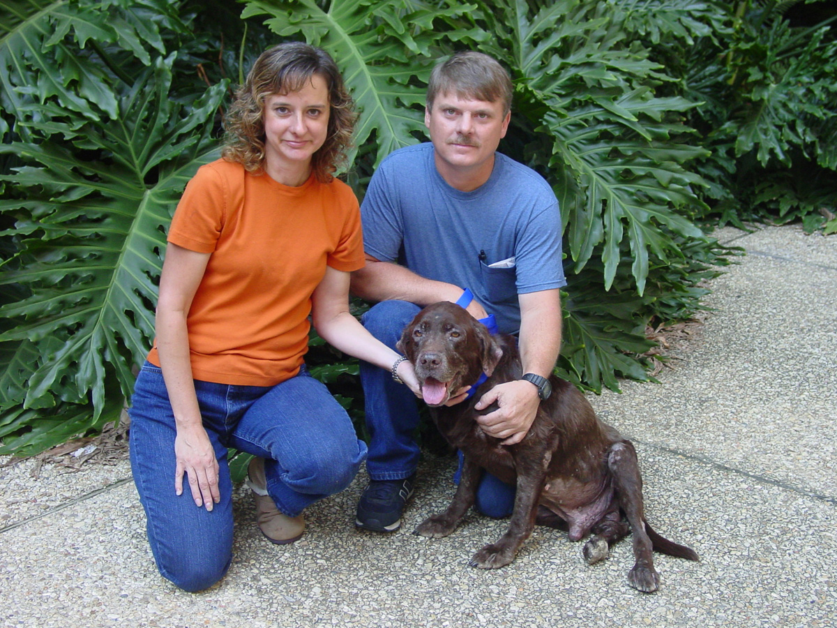 The Gaspards with their dog Hershey Kiss